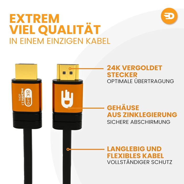 HDMI кабель Drivv Premium 2.1 (5 метрів) – 8K@60Hz, 4K@120Hz, eARC, HDR10, PS5, Xbox Series X