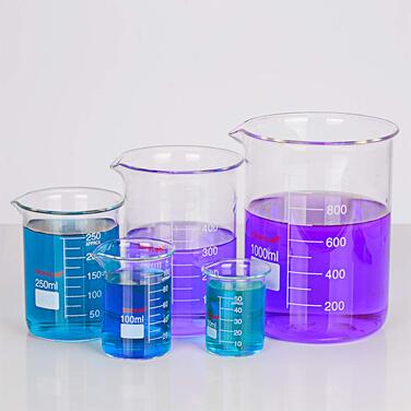 Laboratory Beaker Set, Borosilicate Glass Griffin Beakers with Graduations in Low Form in 5 Sizes, 50ml/100ml/250ml/500ml/1000ml (1L), Combo Pack