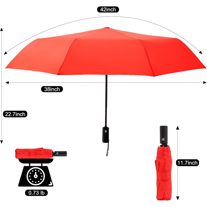 Дощовик SoulRain Reise - компактний, вітростійкий, для подорожей та авто (червоний)