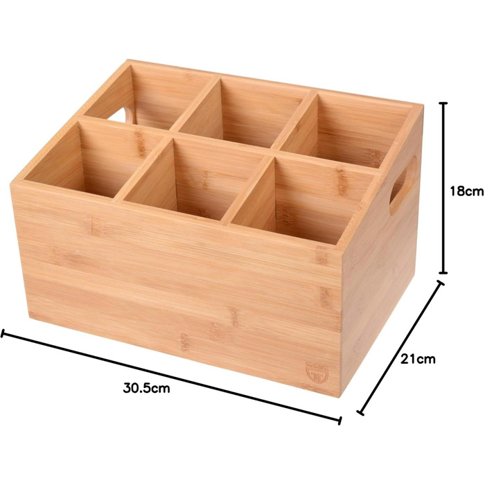 GRÄWE Bamboo Cutlery Holder with 6 Compartments