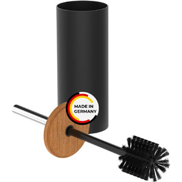 Набір для туалету Rival Life Style чорного кольору з круглою щіткою, ручка з нержавіючої сталі та кришка з масивного бука – ергономічна щітка для туалету для швидкого та ретельного прибирання