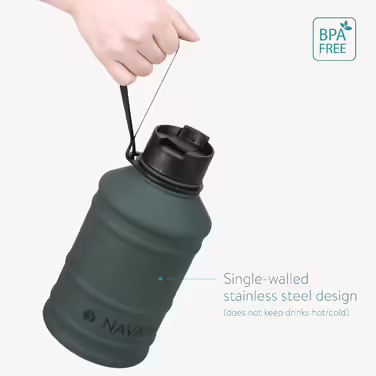 Navaris 2.2 Liter Fitness Water Bottle - XXL Bottle Gym Bottle - Sports Water Bottle Water Jug - Stable Sports Bottle Made of Stainless Steel - BPA Free