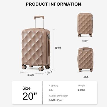 Набір валіз Sea Choice 5шт. з жорстким корпусом, 4 колеса, TSA-замок, M-L-XL (55/65/76см), Khaki