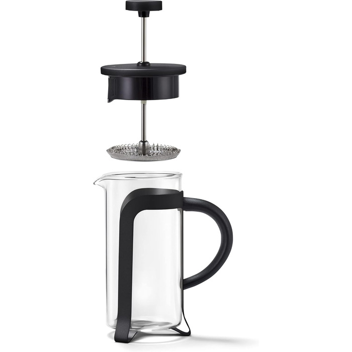 Тчибо Френч-прес для приготування кави вручну, 800 мл, скло Borosilikat, нержавіюча сталь, чорний