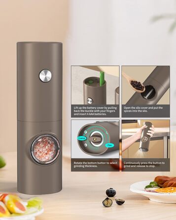 Електричні млинці для солі та перцю CIRCLE JOY, набір 2 шт., з підставкою, LED-підсвічуванням, регульованим помелом, чорний колір