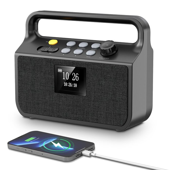 Портативний Bluetooth радіоприймач з DAB/FM, потужний Power Bank 20000mAh, TFT-екраном, TF-картою та AUX — універсальне аварійне радіо для кемпінгу та відпочинку на природі