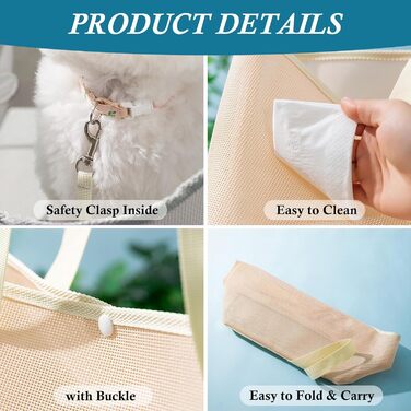 Сумка-переноска для собак і котів, літня, дихаюча сітка, пляжна сумка, переноска для цуценят, м'яка, складана, для подорожей на відкритому повітрі (жовта, M)