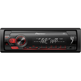 Автомагнітола Pioneer MVH-S220DAB 1-DIN з RDS, DAB+, USB, підтримкою Android та iPhone, червона