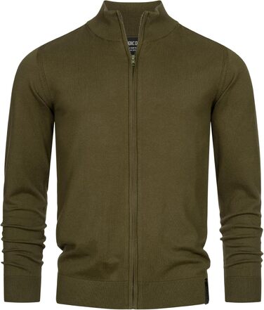 Кардиган чоловічий Indicode з м'якого трикотажу з коміром-стійкою, 80% бавовна, колір: Army