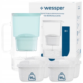 Скляний фільтр-кувшин Wessper D2 BOROSILICATE 3л, м'ятний + 5 фільтрів