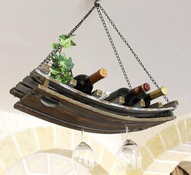 DanDiBo Wine Rack 5089 Ceiling Shelf made of Wood 65 cm Hanging Shelf Bottle Holder Bottle Shelf with Glass Holder Blanket