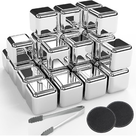 24 камінці для віскі з нержавіючої сталі, багаторазові, набір - Whiskysteine, камінці для віскі, охолоджувачі для вина (24 шт.)