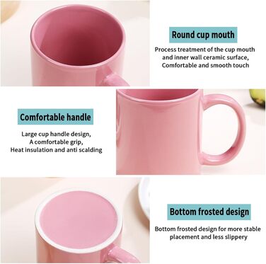 Evanda Coffee Mugs, Set of 6, Large 350 ml Ceramic Cups, Drinking Glasses, for Coffee, Tea, and Mulled Wine, Dishwasher Safe (Mixed Color)
