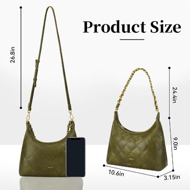 Сумка жіноча через плече крос-боді, PU шкіра, міні Hobo Bag, оливково-зелена - трендова сумка для побачень, вечірок, прогулянок