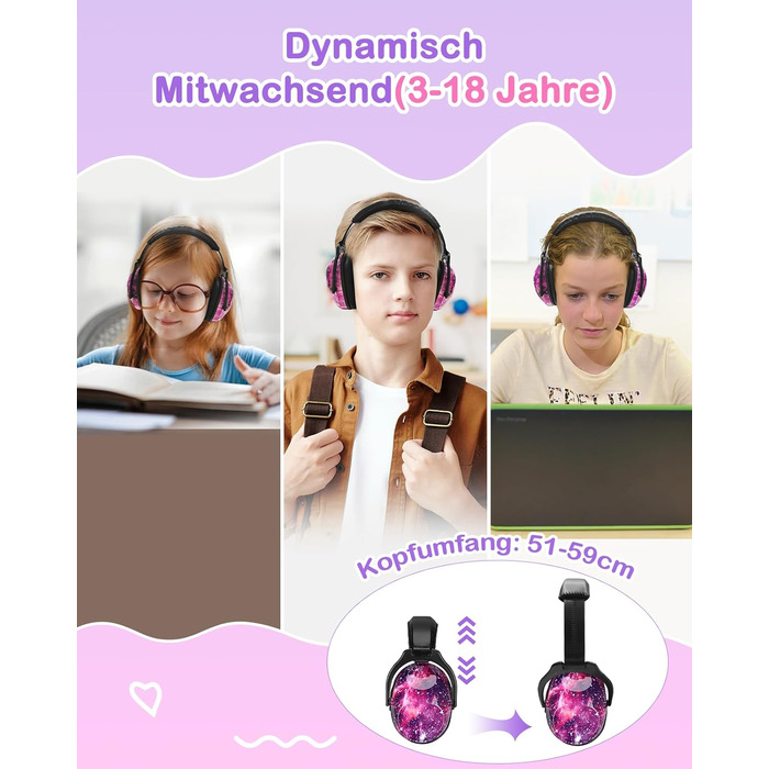 Навушники для захисту від шуму ZOHAN 030 для дітей 3-18 років, для дітей з аутизмом, для школи, концерту, галактичний дизайн