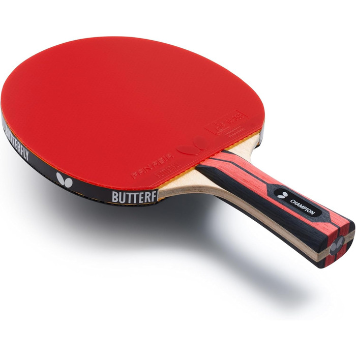 Стіл тенісний ракетковий набір Butterfly Champion | Професійний ракетковий набір для досвідчених гравців | ITTF, Чорний, Червоний, Конкав
