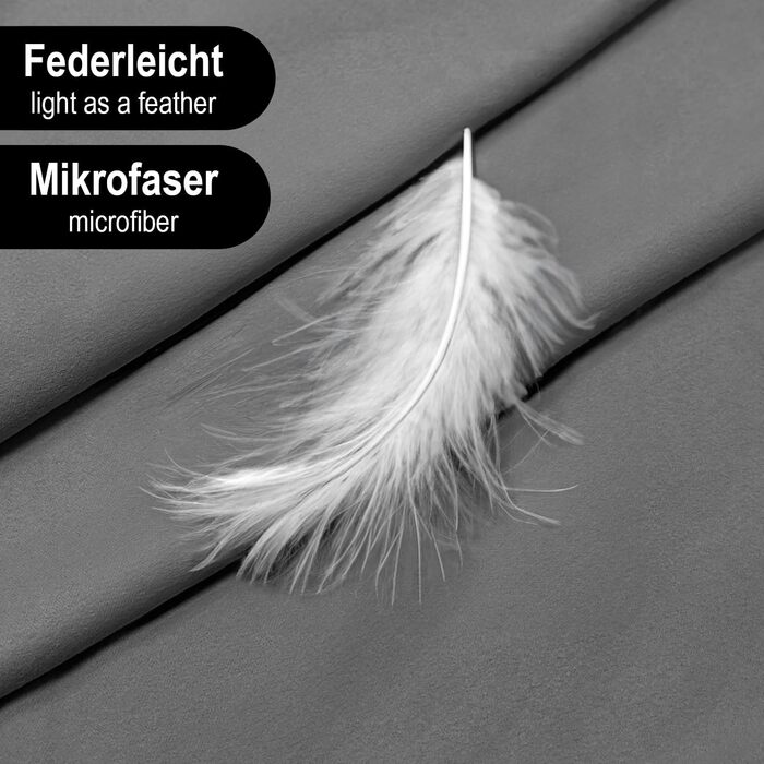 Рушник мікрофібри Legendwerk® 160x80 см – швидковисихаючий, компактний – для подорожей, фітнесу, міста та відпочинку на природі – легкий, стильний, з сумкою та петлею для підвішування, сірий, 1 шт.