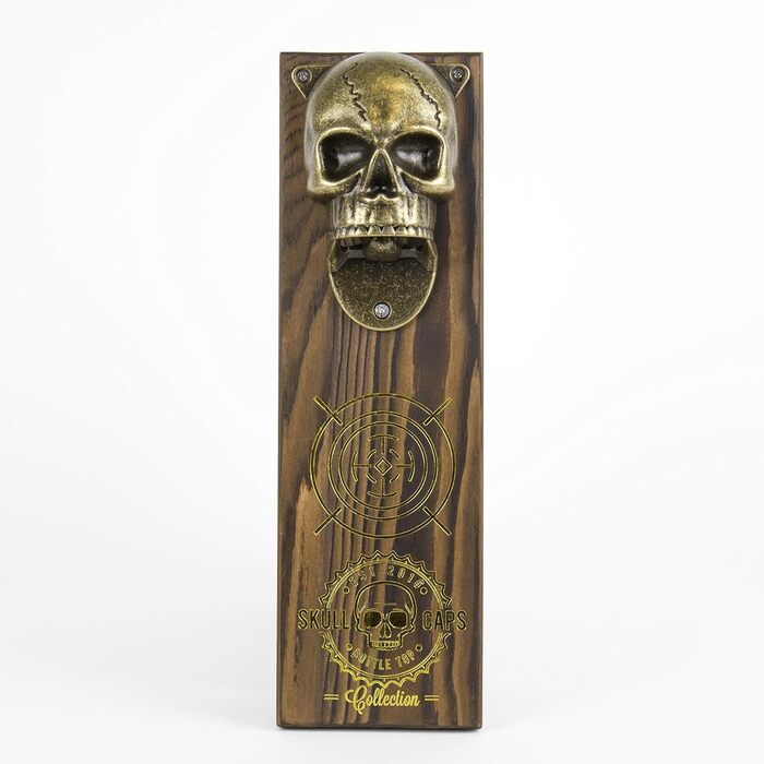 Gift Republic - Skull Cap Bottle Opener Funny | Skull Beer Opener for Men | Magnetic Wall Bottle Opener | Beer Bottle Opener | Bottle Cap Collector | Gift for Christmas, Birthday, Party