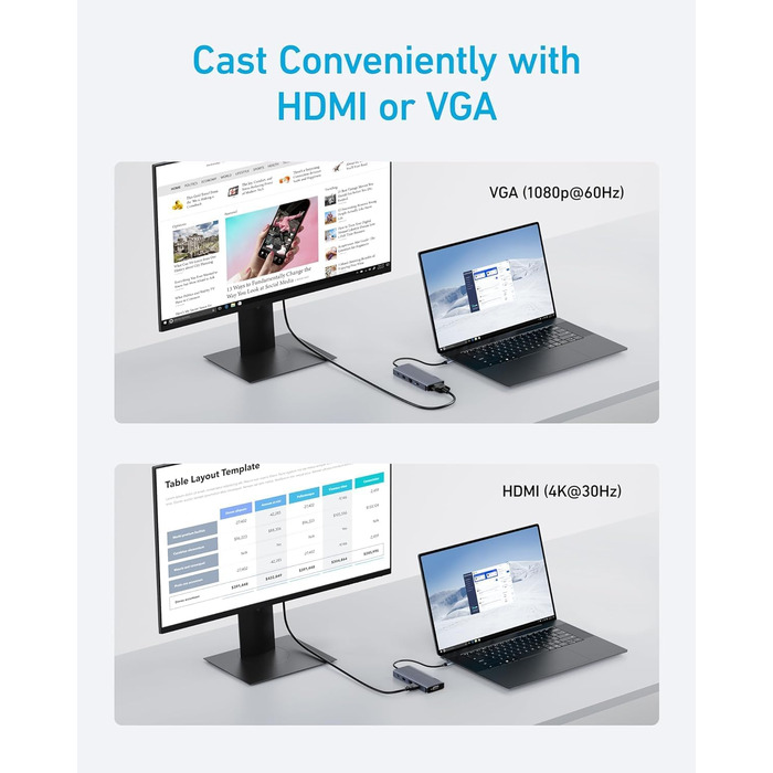 Хаб USB-C Anker з двома HDMI, 100W, 10Gbit/s, 10-в-1 для MacBook, Dell, iPad Pro