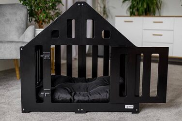 Будка для собак з дерева, закривається на замок, вольєр для собак, чорна, 85 x 70 x 80 см