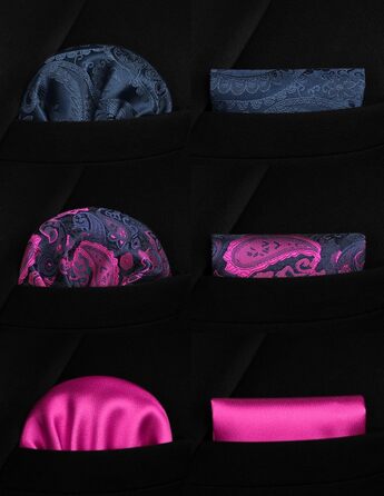 HISDERN Комплект краваток для чоловіків (3 шт.) Класичні, елегантні краватки та нагрудний хустинка з шовку. Ідеально для весіль та свят. Універсальний розмір.