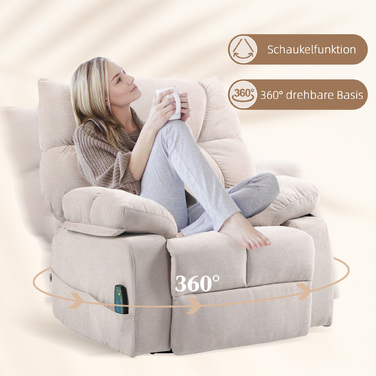HOMCOM Recliner with Massage Function, Electric TV Chair with Heating Function, Reclining Function, Swivel Massage Chair with Spring System | Aosom