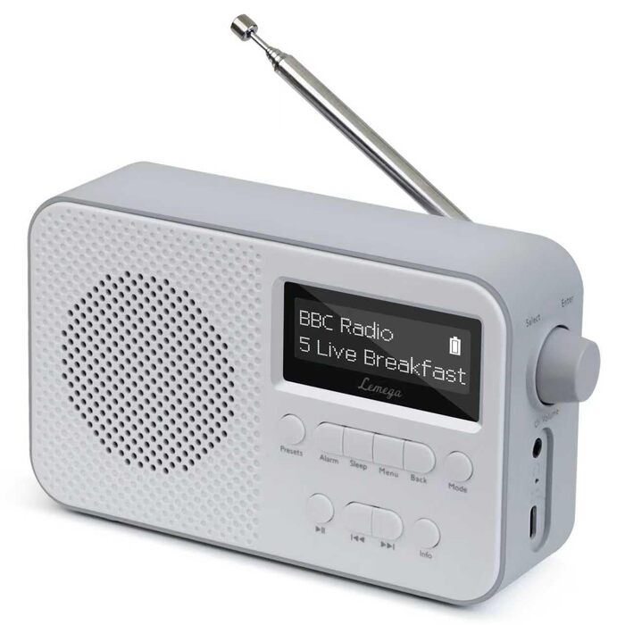 Портативне цифрове радіо LEMEGA PR2-Max DAB+/FM, Bluetooth 5.3, живлення від батарейок AA, сіре