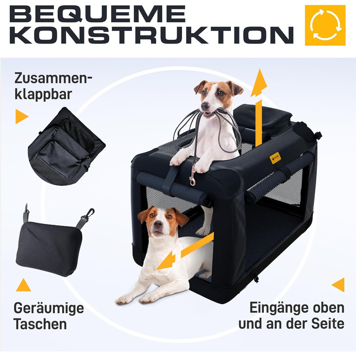 Транспортна переноска для собак та котів, складна, чорна (L, 70x52x52 см)