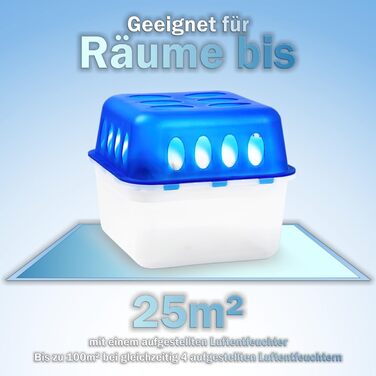 XXL Set: 4 x Dehumidifier Boxes with 20 Refill Packs, Room Dehumidifier, Moisture Stopper with Granule Bags (4 x Box + 20 x Refill Pack 400g)