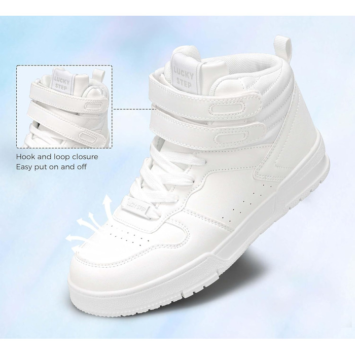 Жіночі баскетбольні черевики Lucky Step з кріпленням на липучці - стильні кросівки з екошкіри (37 EU, Білий)