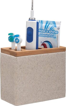 Підставка для електричної зубної щітки Sealskin Grace, для зберігання насадок та пасти, пісок, полірезин, 6 x 12.3 x 10.2 см