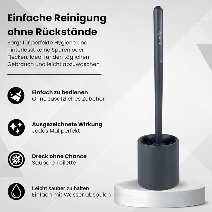 Щітка для унітазу Cleangang® з тримачем, силіконова, комплект - унітазна щітка, антрацит