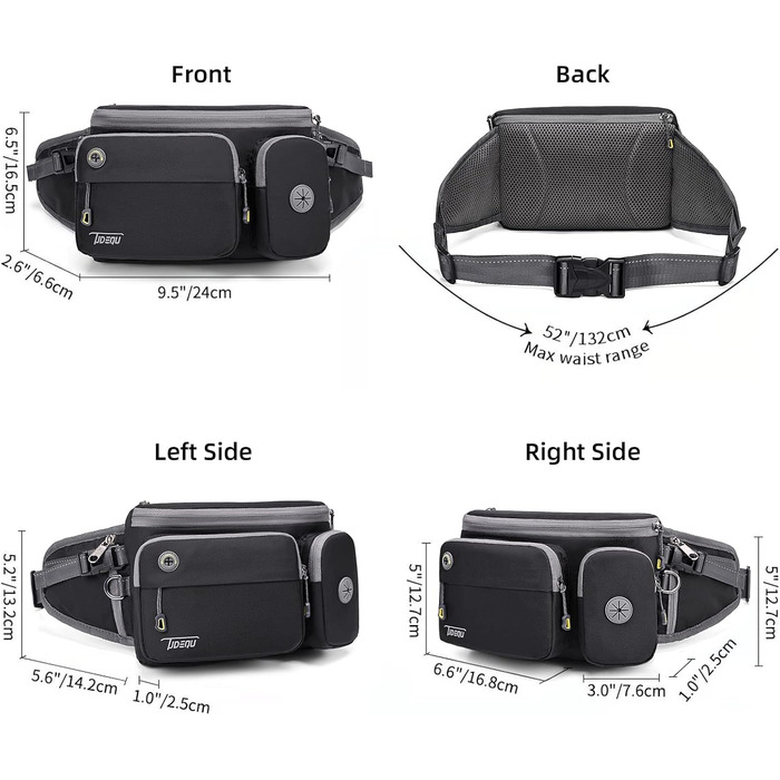 Сумка на пояс для собак TUDEQU - велика, водостійка, для хандрингу, подорожей та активного відпочинку. З двома кишенями для пляшок з водою.