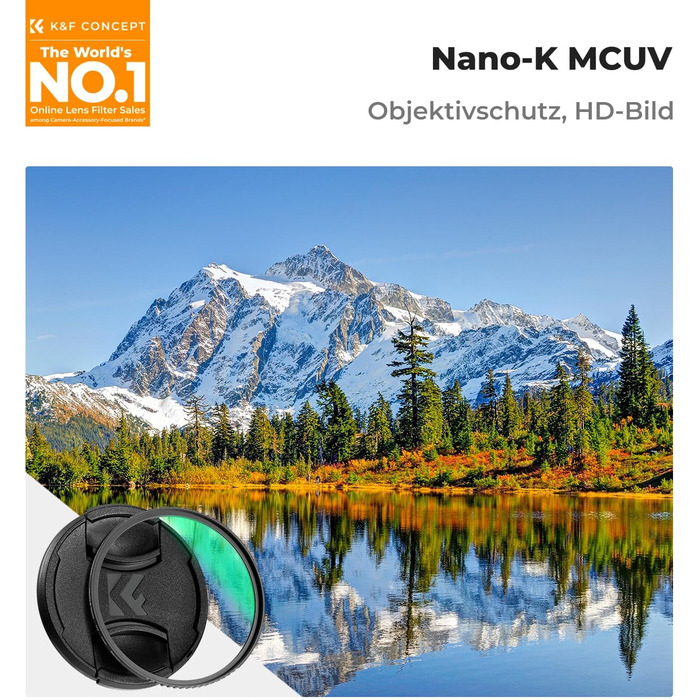 Фільтр UV K&F Concept 58mm з кришкою для об'єктива, серветкою для очищення, захисним фільтром з 18-шаровим нанопокриттям (Nano Klear)