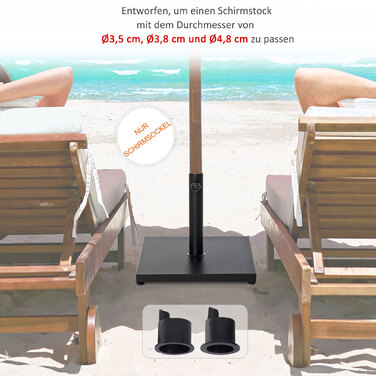 Outsunny Parasol Stand Umbrella Holder Metal Black 45x45x39 cm for Ø35/38/48 mm Umbrellas stable & robust
