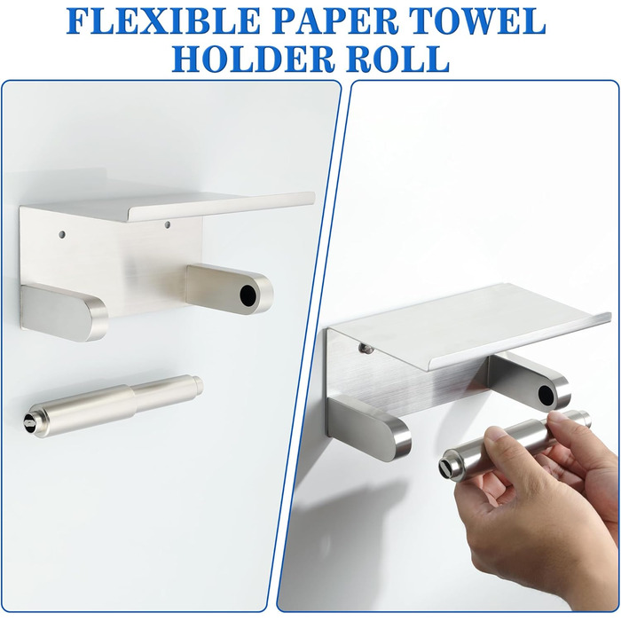 Тримач туалетного паперу Mooche з нержавіючої сталі, 17,5 см, полірований – надійний для ванної кімнати та дому