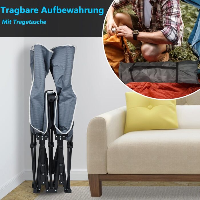 Ліжко похідне складане для кемпінгу та гостей, 190x62x38 см, з сумкою для транспортування - Feldbett