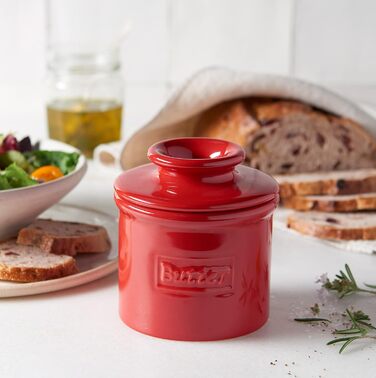 Butter Bell - The Original Butter Bell by L. Tremain, French Ceramic Butter Dish for Spreadable Butter, Maraschino Red, Glossy Surface, Retro Café Collection