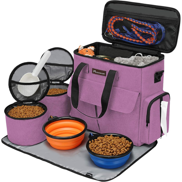 Транспортувальна сумка для тварин, схвалена авіаперевізниками, дорожній набір для собак та котів на вихідні, сумка-органайзер з багатофункціональними кишенями, Рожевий (Рожевий, 41 x 20 x 36 см)