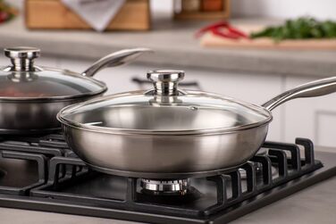 Fackelmann Chefkoch 2-Piece Stainless Steel Fry Pan Set - 28cm & 24cm - Induction & Dishwasher Safe