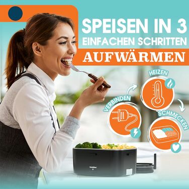 Electric Lunch Box 80W Thermo Lunch Box for Keeping Food Hot, 1.8L Heat Box 3-in-1 Food Warmer, Food Warming Box for 12V/24V/220V, for Work, Car, Truck Electric Lunchbox, Heat Box