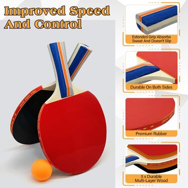 Набір для настільного тенісу Profi: 2 ракетки, м'ячі, сітка, сумка. Підходить для дорослих та дітей, для гри в приміщенні та на вулиці (сірий)