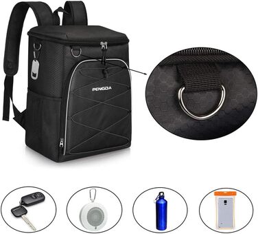 Рюкзак-холодильник PENGDA 25L: ізольований, водонепроникний, для пікніків, кемпінгу, пляжу - чорний