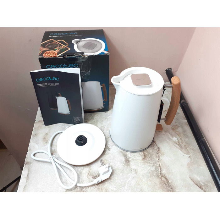 Електричний чайник Cecotec Thermosense 400 (білий з дерев'яними елементами), 3000 Вт, 1.7 л