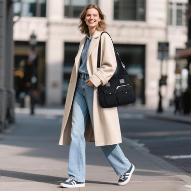 Сумка жіноча DIRRONA велика – містка сумка-шопер для міста, роботи, університету та подорожей, знімний ремінь, чорна