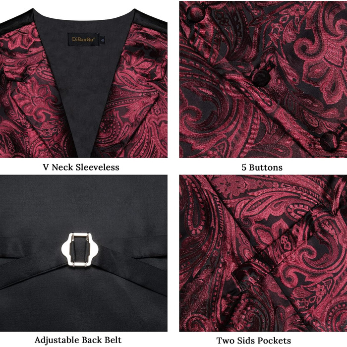 Костюмний аксесуар DiBanGu: жилет, краватка, хустинка, запонки, лапєль-кліп (7 шт.) з павутинкою, розмір XXL, для весілля та свят