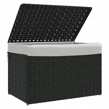 Кошик для прання VidaXL з кришкою, поліротанг, чорний, 55,5x35x34 см