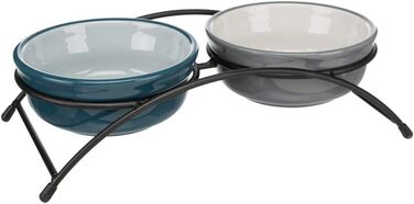 Миска для собак TRIXIE Eat on Feet, Petrolblau/Hellblau/Grau/Hellgrau, 2 × 1.6 L, ø20 см