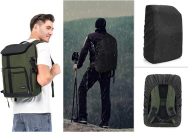 MOSISO Рюкзак для камери 17.3 дюйма, DSLR/SLR/Беззеркальна камера, великий для чоловіків/жінок, фотосумка з відділом для ноутбука, тримачем для штатива та дощовиком, сумісний з Canon/Nikon/Fuji, блакитний (оливковий)