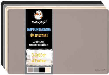 Підкладка під миску для котів та собак MateeyLife, силіконова, нековзна, водовідштовхувальна, 56x36 см, сіро-коричнева